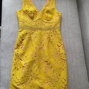Maeve Yellow Lace Mini Dress